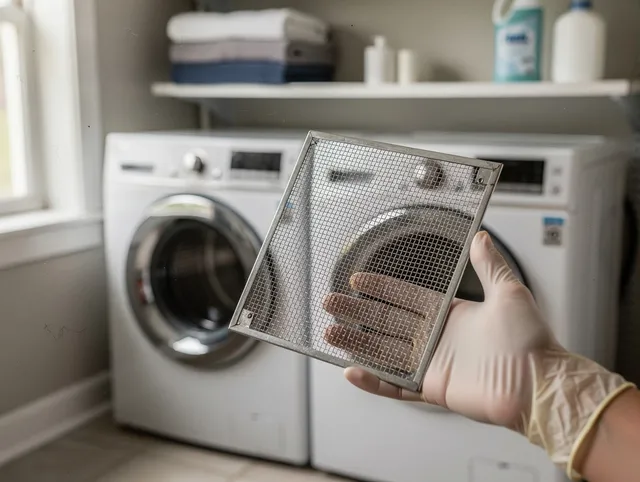 Port St. Lucie Dryer Vent Cleaning specialist performing detailed lint trap cleaning service in Port St. Lucie