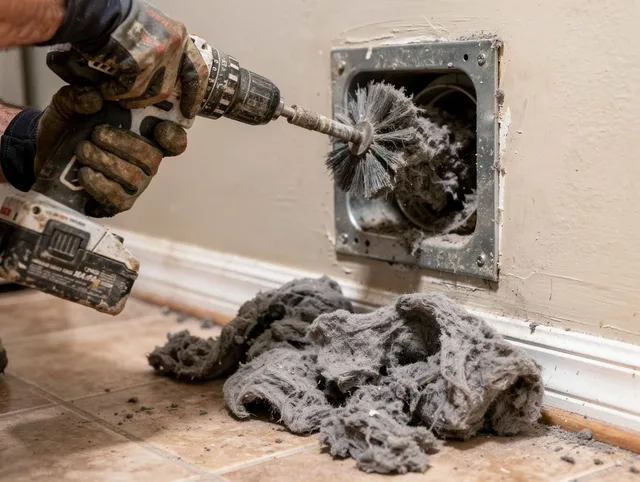 Certified Port St. Lucie Dryer Vent Cleaning technician performing dryer vent cleaning in Port St. Lucie