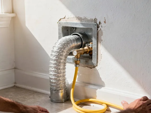 Port St. Lucie Dryer Vent Cleaning certified technician performing specialized gas dryer vent cleaning in Port St. Lucie